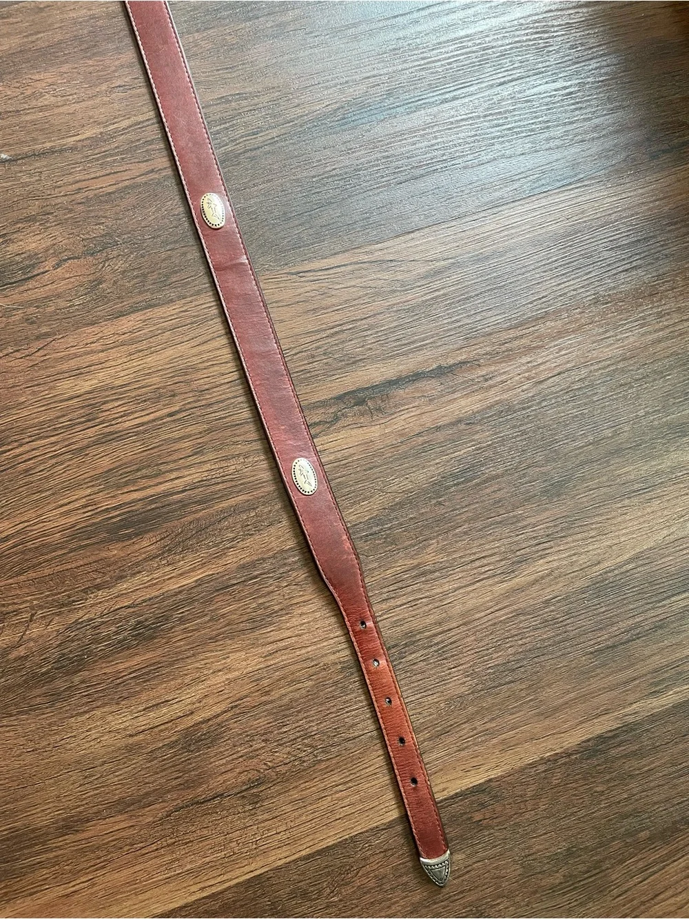 Greg Norman READ Men 42 Italian Leather Conchos Belt Shark SilverTone Hardware